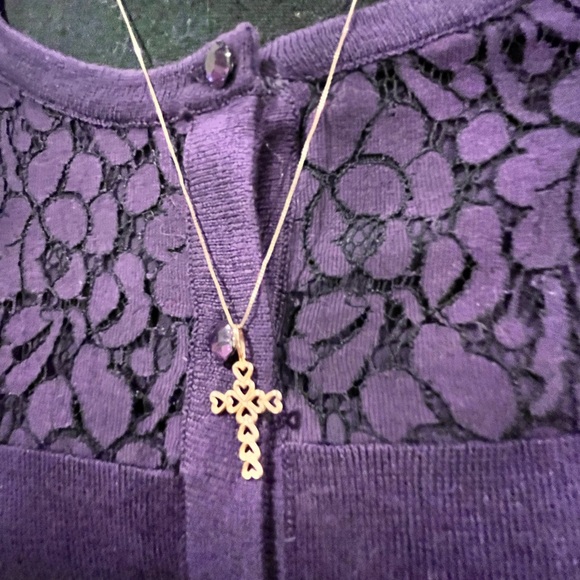 14 Kt Gold Heart Cross Pendant Necklace14 Kt Gold - Picture 4 of 7